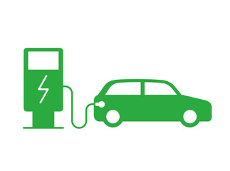 Green electric self-driving car icon