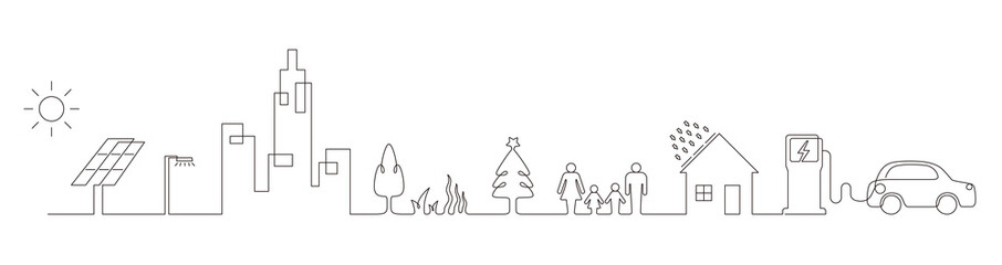 Charging station with electric car, vector illustration © hakule