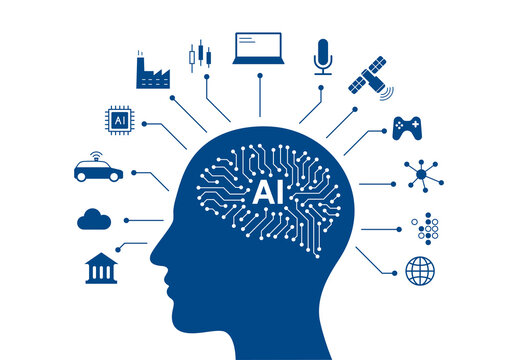 circuit board in the Cyborg head, Artificial intelligence of digital human. vector illustration