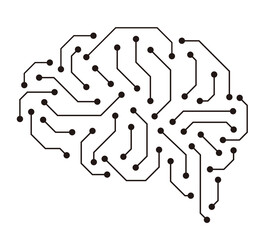 circuit board in the Cyborg brain, Artificial intelligence of digital human. vector illustration - obrazy, fototapety, plakaty