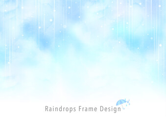 水彩　梅雨の背景フレーム