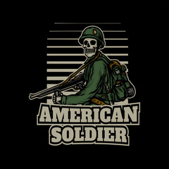 American soldier skull illustration