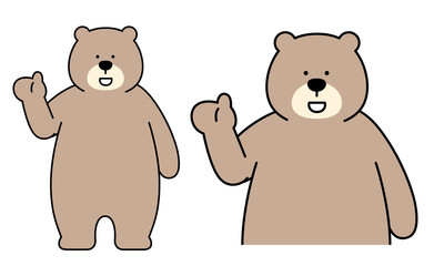 手をかざしている熊のキャラクターの全身イラスト素材。