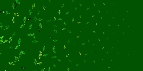 Light Green, Yellow vector backdrop with woman's power symbols.