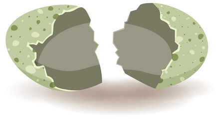 Egg shell cracking on white background