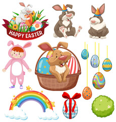 Obraz na płótnie Canvas Easter theme with bunny and eggs