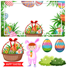 Obraz na płótnie Canvas Easter theme with eggs and bunny