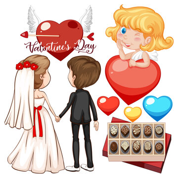 Valentine theme with wedding couple