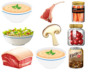Different foods cartoon collection