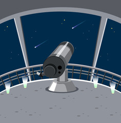 Astronomy theme with big telescope