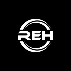 REH letter logo design with black background in illustrator, vector logo modern alphabet font overlap style. calligraphy designs for logo, Poster, Invitation, etc.