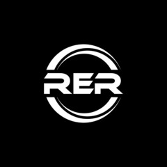RER letter logo design with black background in illustrator, vector logo modern alphabet font overlap style. calligraphy designs for logo, Poster, Invitation, etc.
