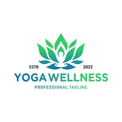 Lotus yoga logo template design, Luxury logo design concept, Flower lotus logo, Beauty or spa logo template.