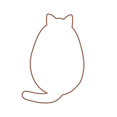 シンプルなネコの後ろ姿のイラスト素材　ぽっちゃり　