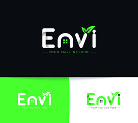 Creative Realistic Unique Creative Word mark En-vi Logo Design, Premium Concept Logo.