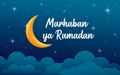 Ramadan kareem greeting vector design, ramadan kareem background illustration, Marhaban ya Ramadan Vector