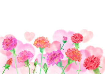 Obraz na płótnie Canvas Carnation Watercolor Illustration Flower and Mother's Day Background