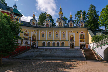 View of the Assumption Cave and the Intercession Church in the Svyato-Uspenskiy Pskov-Pechersk...