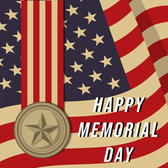 memorial day illustration with american flag background