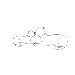 Dogs animals line drawing vector illustration