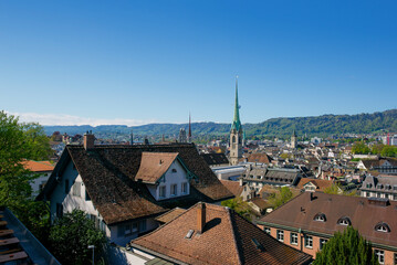 Fototapeta na wymiar cityscape of zurich, swiss. fraumunster church.