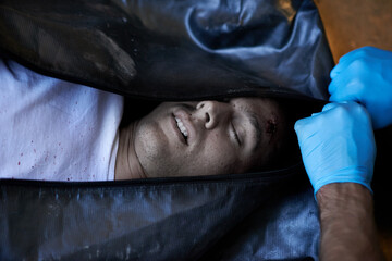 Analyzing the crime scene. Shot of a crime scene investigation in progress.