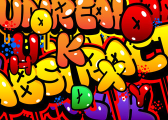 Abstract colored Graffiti tag background. Abstract modern street art decoration performed in urban painting style.