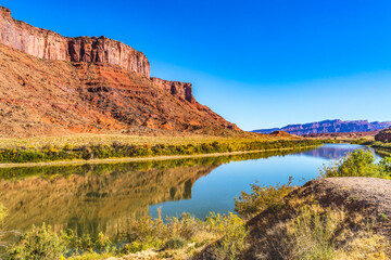 Fototapeta na wymiar Colorado River Red Rock Canyon Reflection Moab Utah