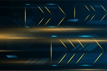 Hi tech arrow futuristic optical aim glow light in blue color design layout background