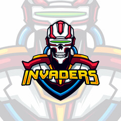 Skull cyberpunk invaders gaming vector mascot avatar