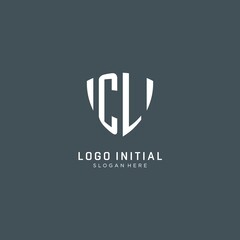 Initials CL logo shield guard shape, creative logo design concept