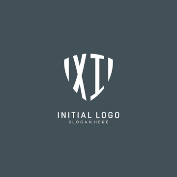 Initials XI logo shield guard shape, creative logo design concept