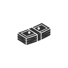 Silhouette icon of floating money bundles