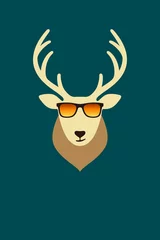 Gartenposter Cool deer wear a glasses, vector © hakule