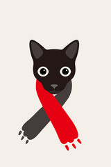 gentlemen cat wear a claw scarf like a man, Fashion portrait of cat