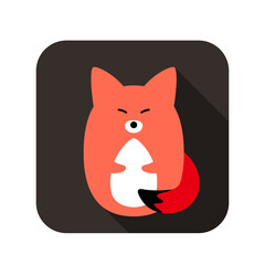 Cute red fox face and body flat design, vector