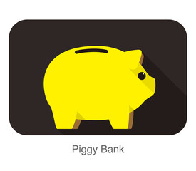 Piggy bank flat icon design, vector
