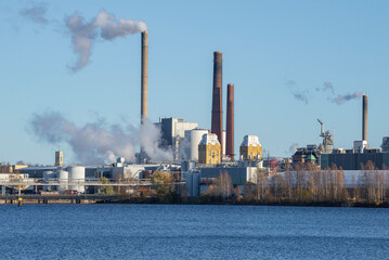 Autumn industrial landscape of the city of Varkaus. Finland