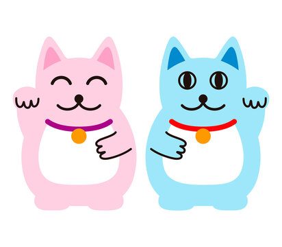 Fortune Cat, Lucy cat, Couple cat, vector