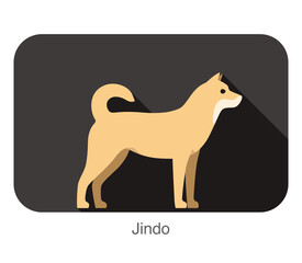 Jino breed dog standing on the ground, side, dog cartoon image series