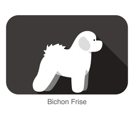 Bichon Frise dog breed flat icon design, vector illustration