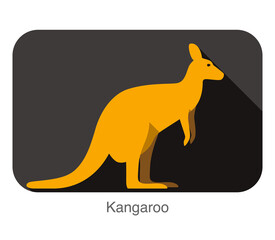 Kangaroo side flat 3D icon design, vector illustration