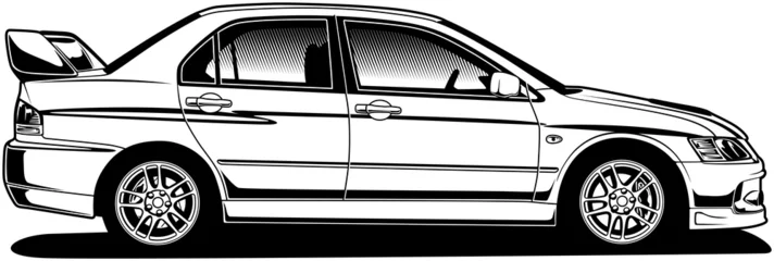 Foto op Canvas Black and white car vector illustration for conceptual design © Aswin