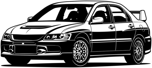 Black and white car vector illustration for conceptual design