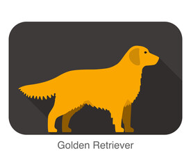 Golden retriever walking flat 3D icon design, vector illustration