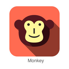 monkey face flat icon design. Animal icons series.