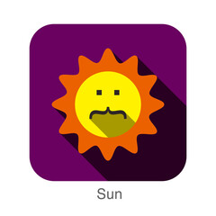 sun face flat icon design. icons series.