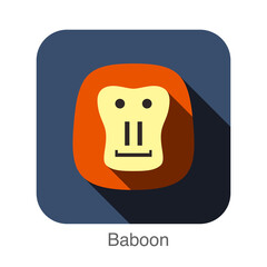 baboon flat icon design. Animal icons series.