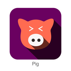 pig face flat icon design. Animal icons series.