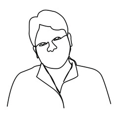 one line continuous drawing of man looking straight to the front